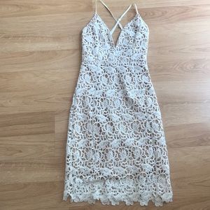 JOA V-Neck White Lace Dress
